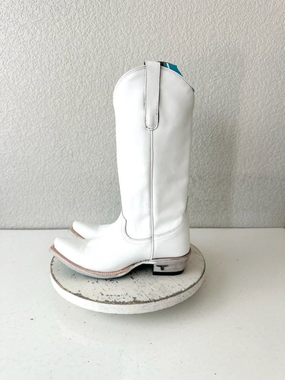 Lane EMMA JANE White Cowboy Boots Western Cowgirl Mid Calf Tall Snip Toe Sz 7 - Picture 4 of 11